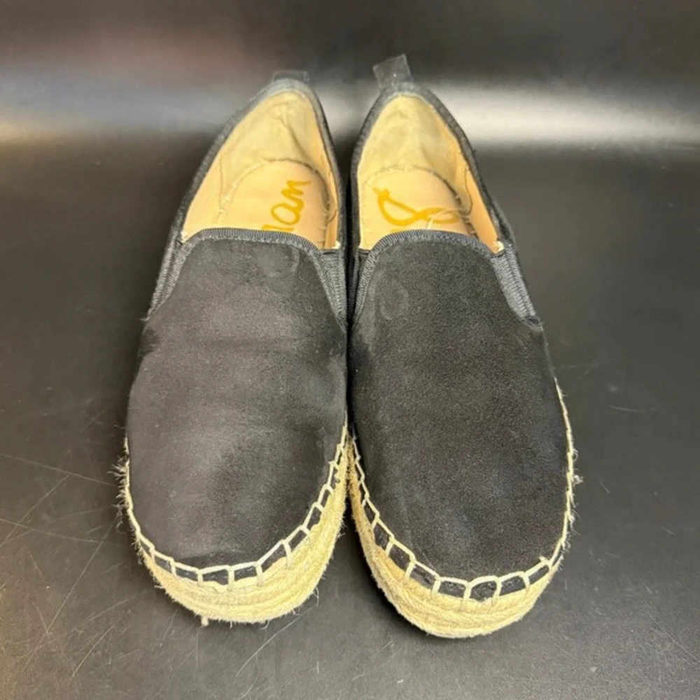 Sam Edelman Khloe Black Suede Espadrille Flats Womens‎ 7.5M